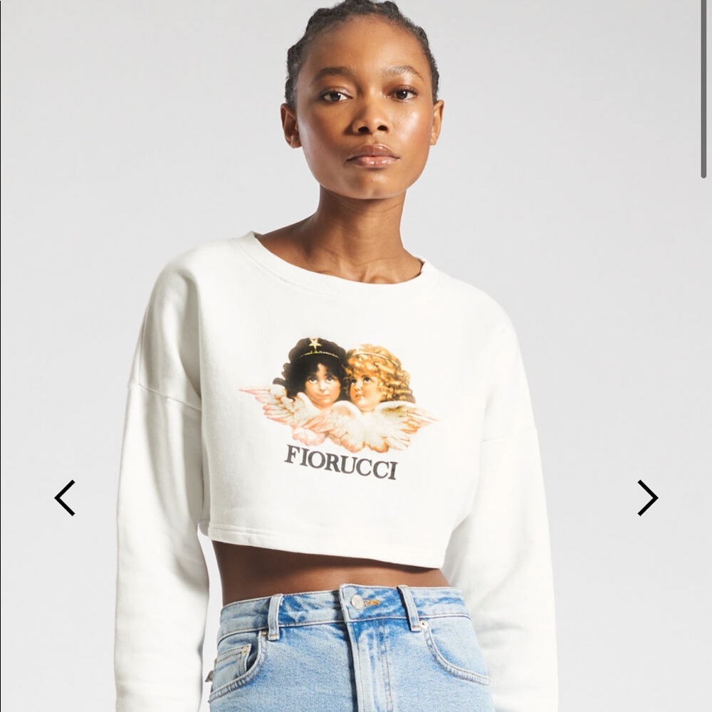Fiorucci angels crop sweatshirt white